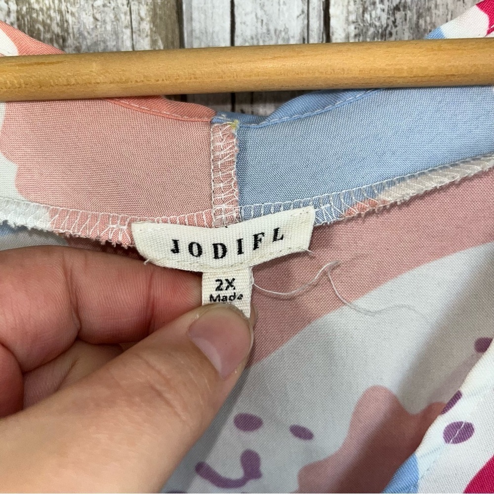 Jodifl Help You Out Fuchsia Pink Abstract Blouse - Picture 6 of 6